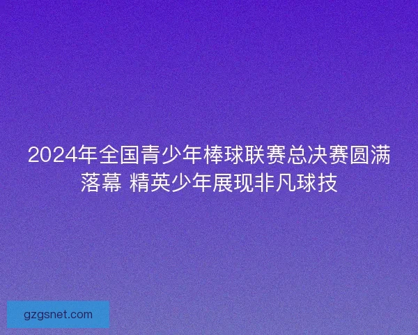 2024年全国青少年棒球联赛总决赛圆满落幕 精英少年展现非凡球技